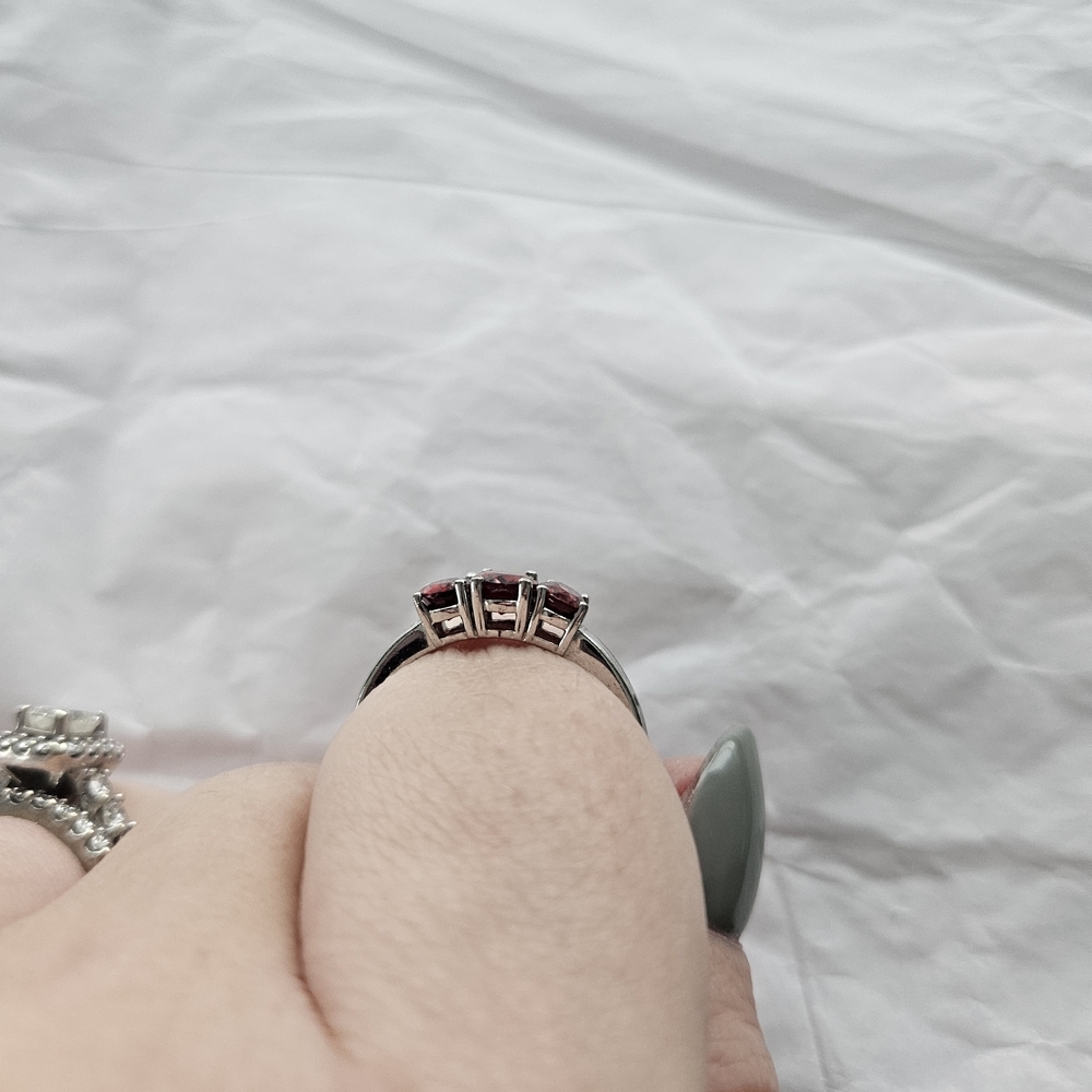 Silver Ruby Gemstone Ring Size 10 - image 2